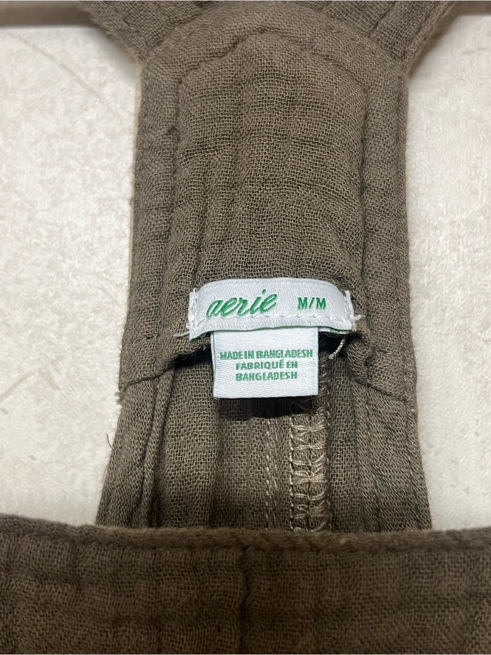 Aerie washed olive lightweight rolled leg overalls gauzy cotton boho hippie - Picture 12 of 15